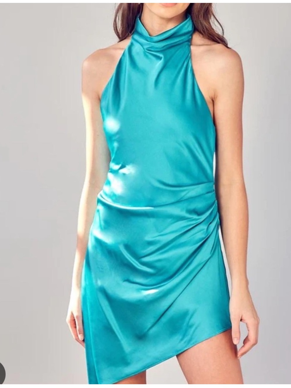 DO+BE Turquoise Halter Satin Dress
